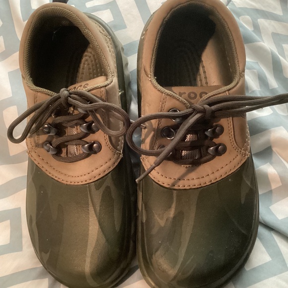 Unisex CROCS Camo Axle All Terrain Green/Brown Army Leather/Croslite Lace Shoes - Picture 1 of 6